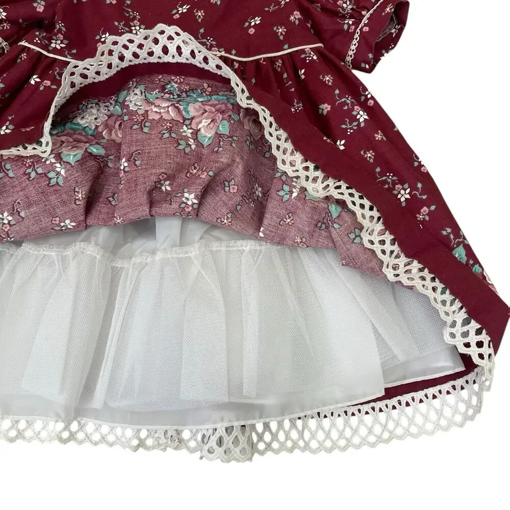 Vintage Daisy Kingdom Rose Bouquet Border Print Dress Size 3T - Picture 5 of 8